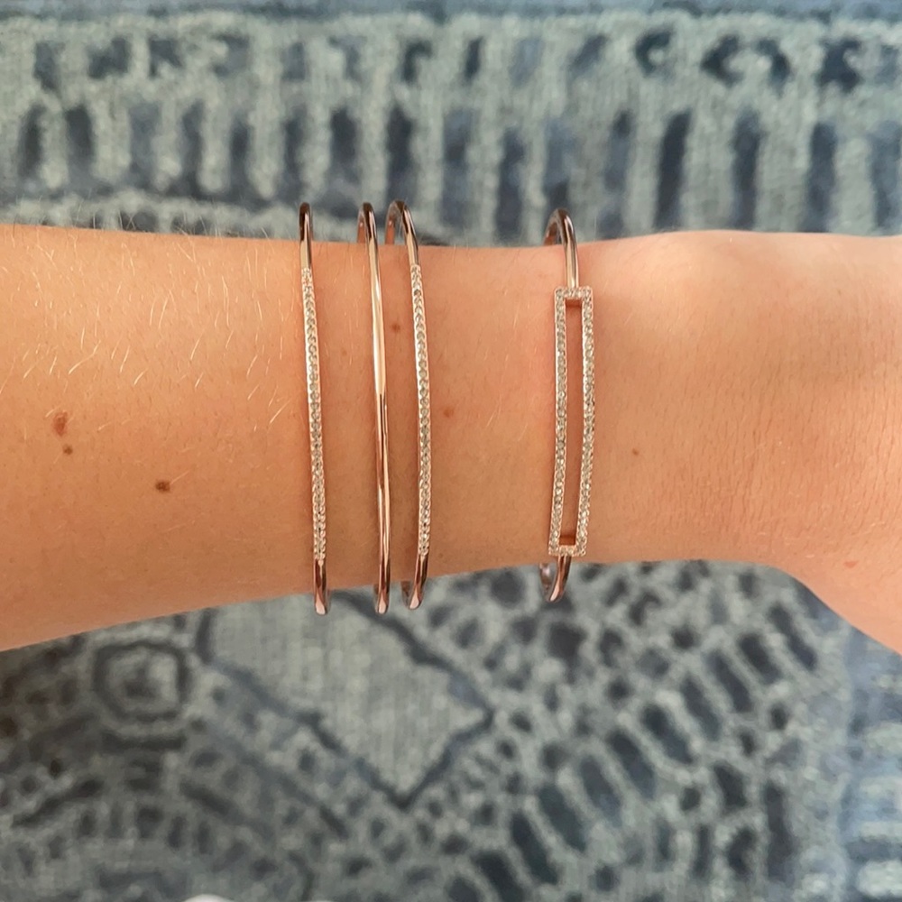 Pavé Open Bar and Rectangle Cuffs